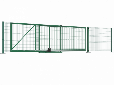 Откатные ворота со стальной рамой и с заполнением сварной сеткой, 4x2м